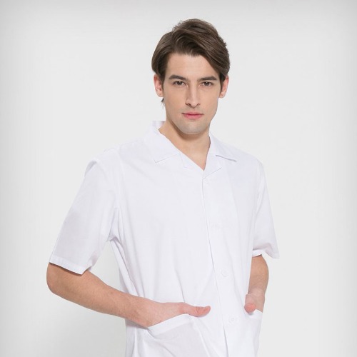 반팔 TC45수 스판덱스 위생복 셔츠(남성용) /화이트