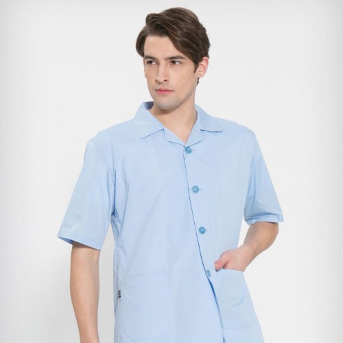 반팔 TC45수 스판덱스 위생복 셔츠(남성용) /스카이블루